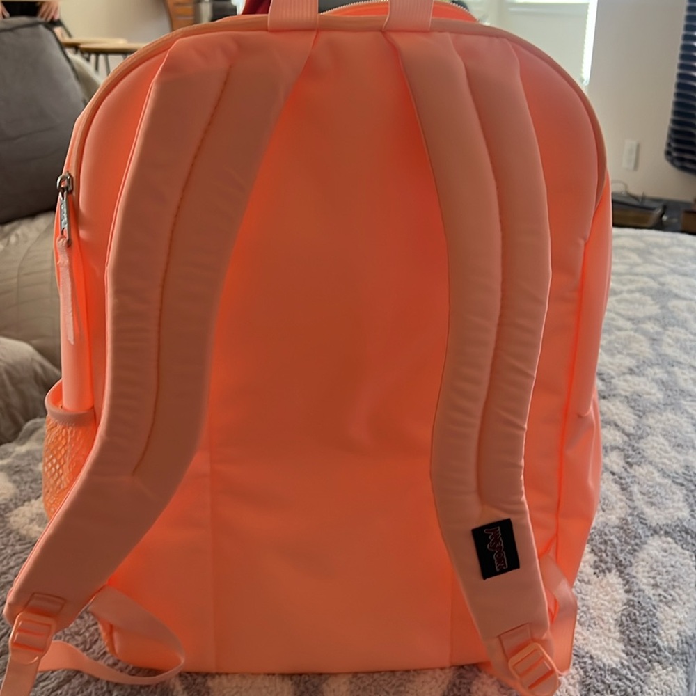 JanSport CrossTown Backpack in Peach Neon. - Picture 3 of 3